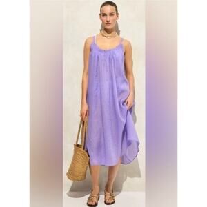 NWT J. Crew Trapeze Midi Dress In Ramie Resort Vacation Coverup Lilac L